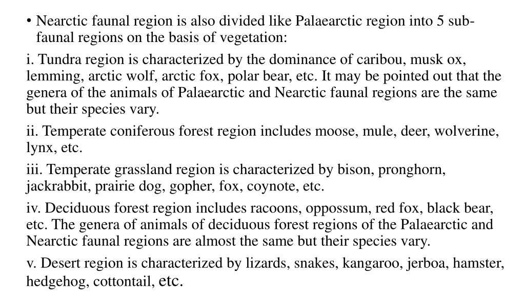 nearctic faunal region is also divided like