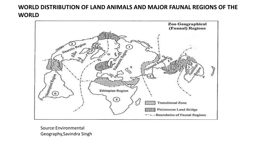 world distribution of land animals and major