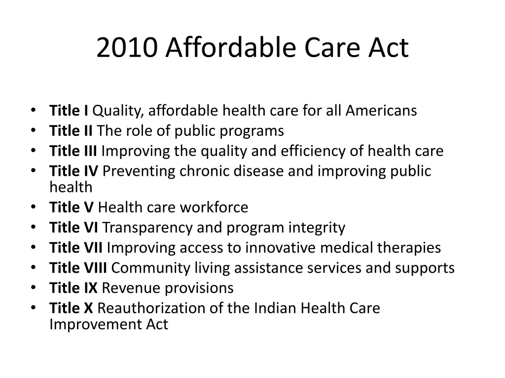 2010 affordable care act