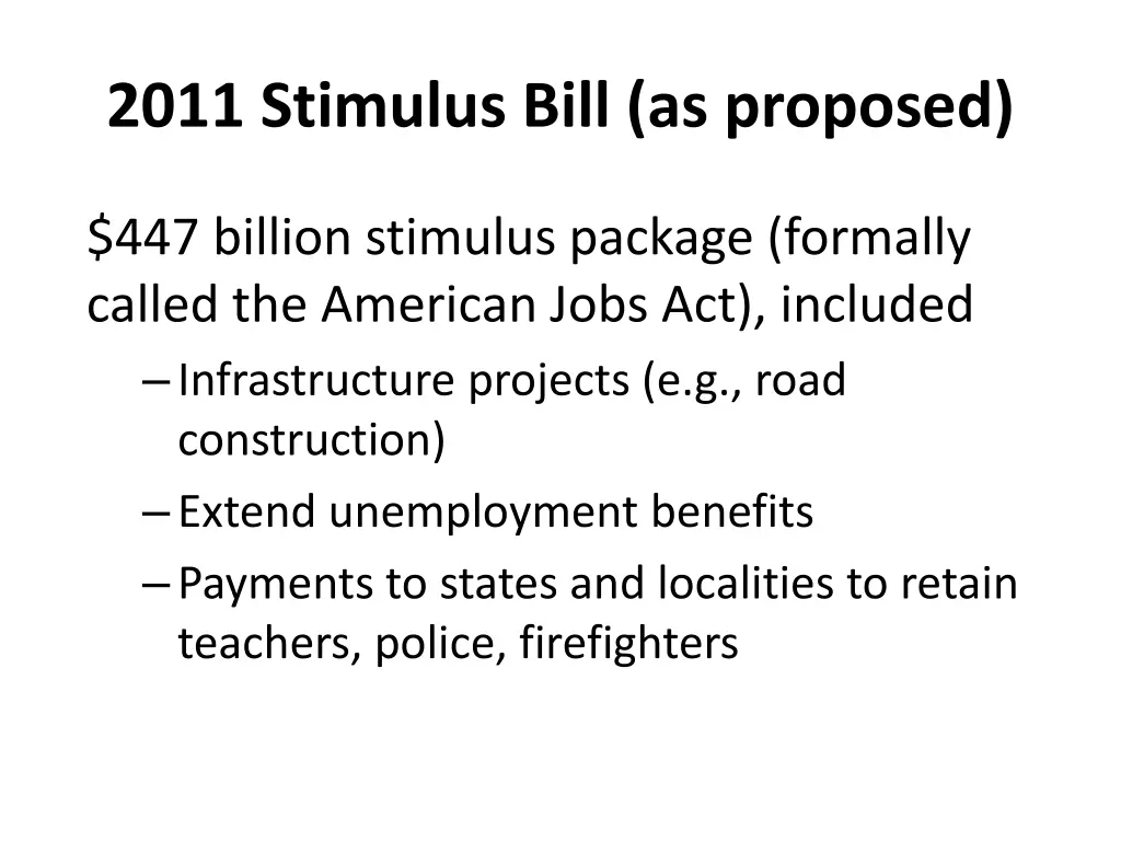 2011 stimulus bill as proposed