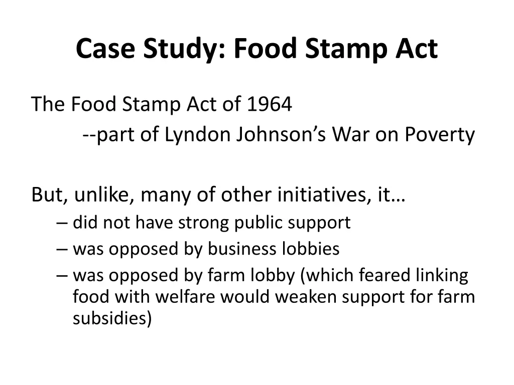 case study food stamp act