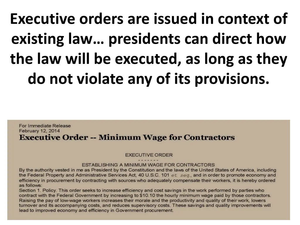 executive orders are issued in context