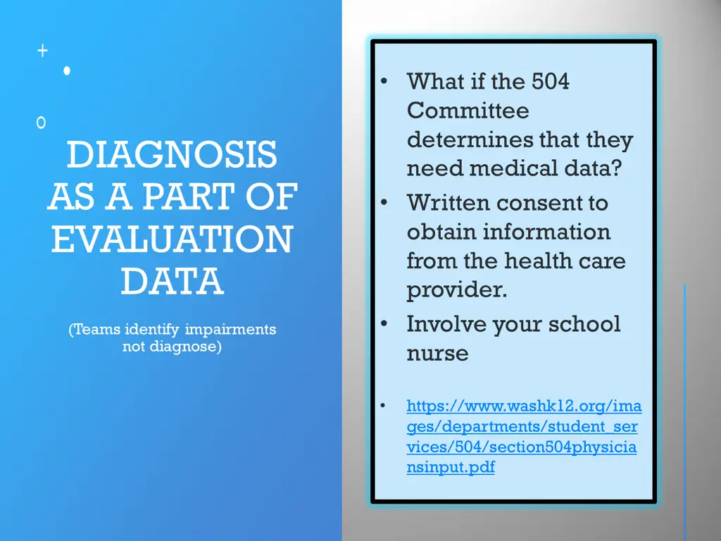 diagnosis as a part of evaluation data