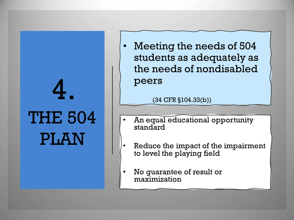 meeting the needs of 504 students as adequately