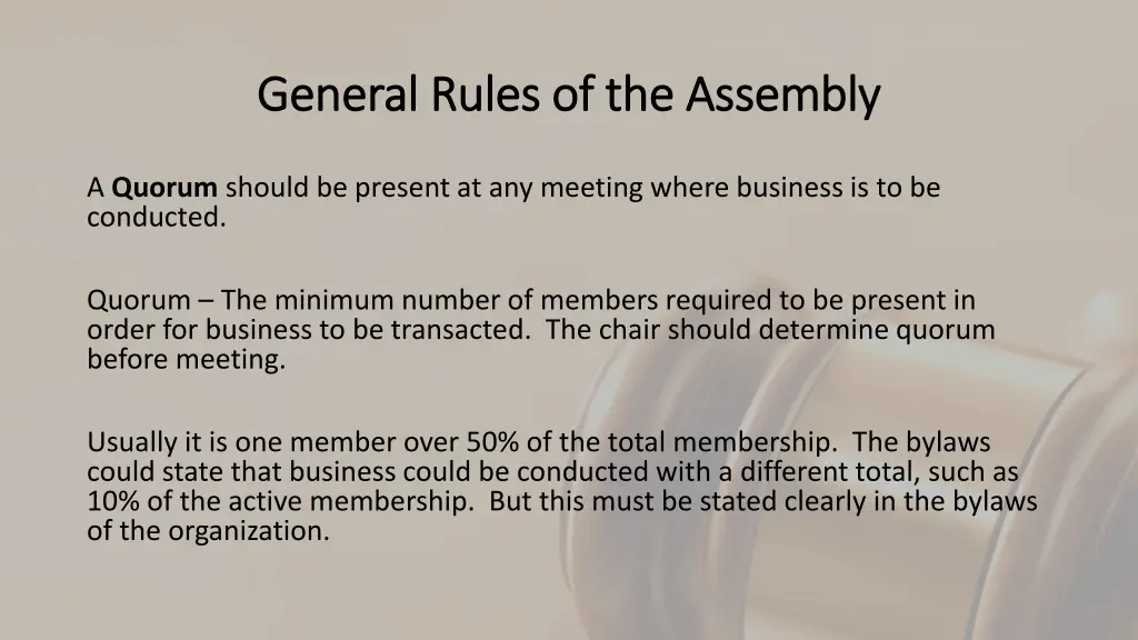 general rules of the assembly general rules