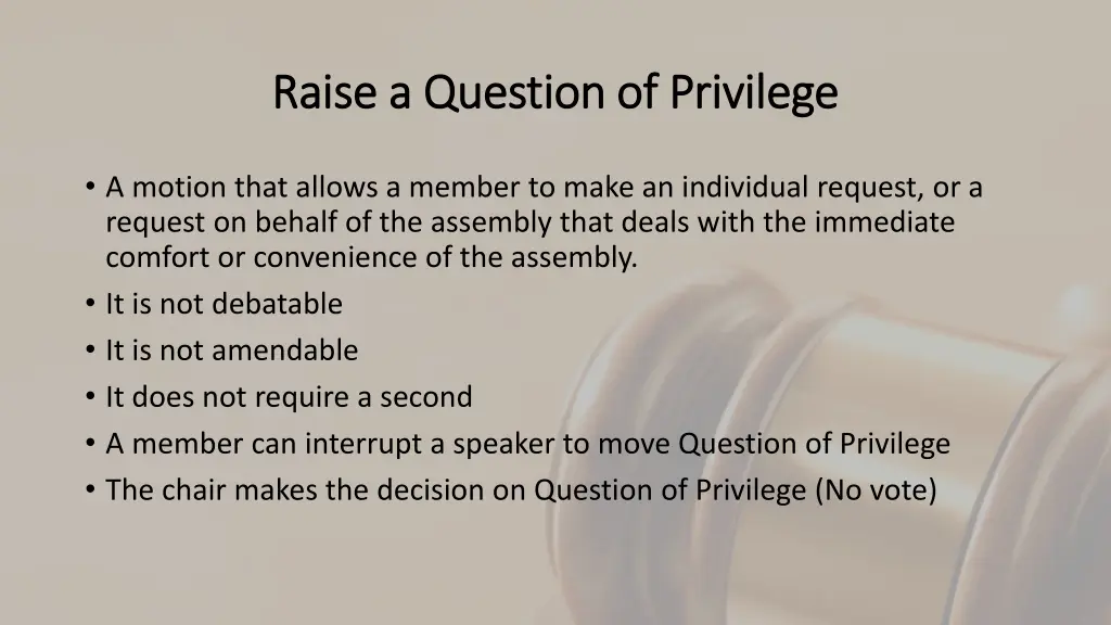 raise a question of privilege raise a question