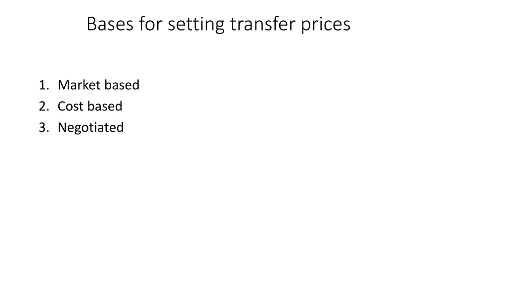 bases for setting transfer prices