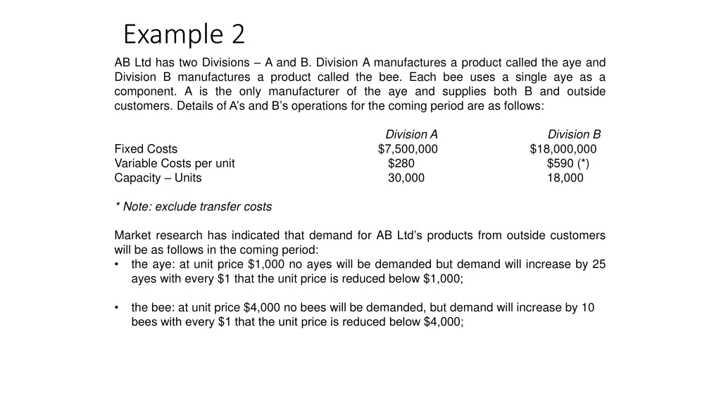 example 2 ab ltd has two divisions