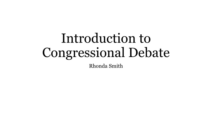 introduction to congressional debate