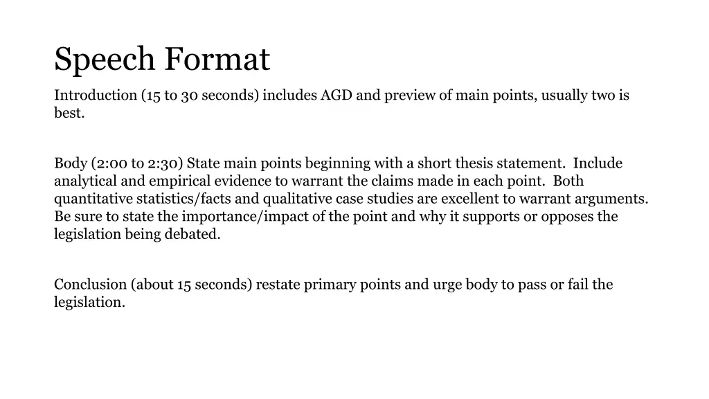 speech format