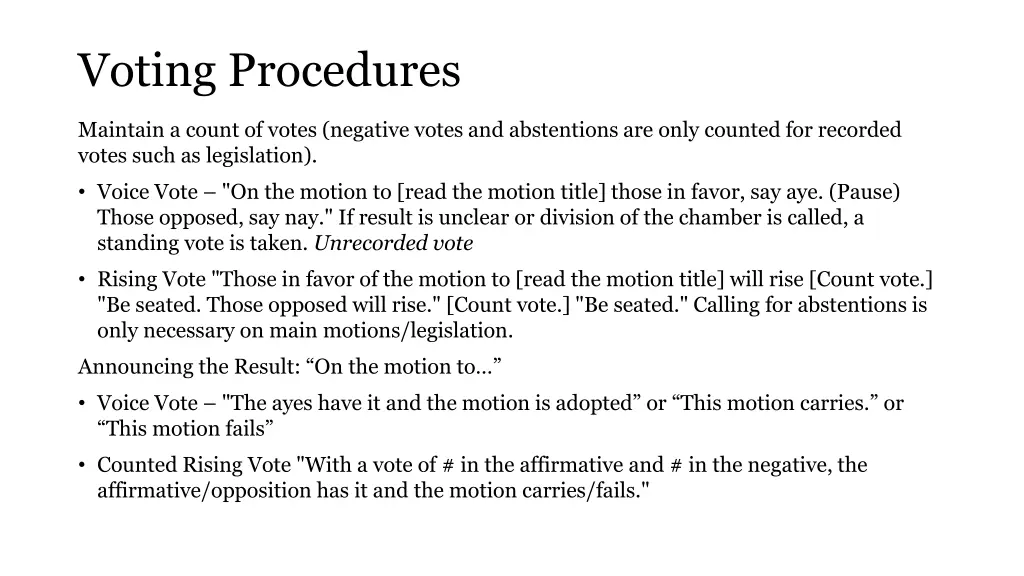 voting procedures