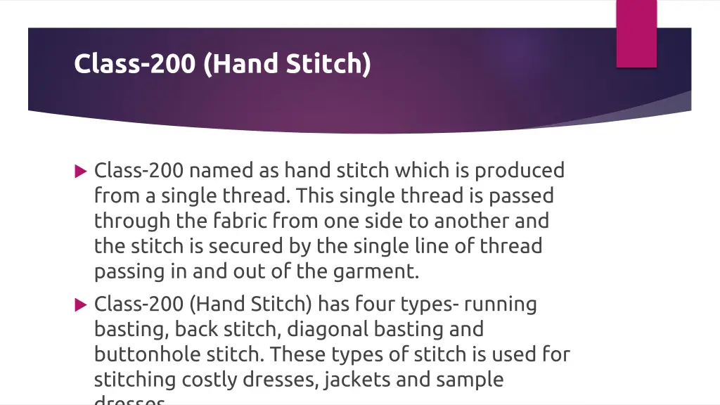 class 200 hand stitch