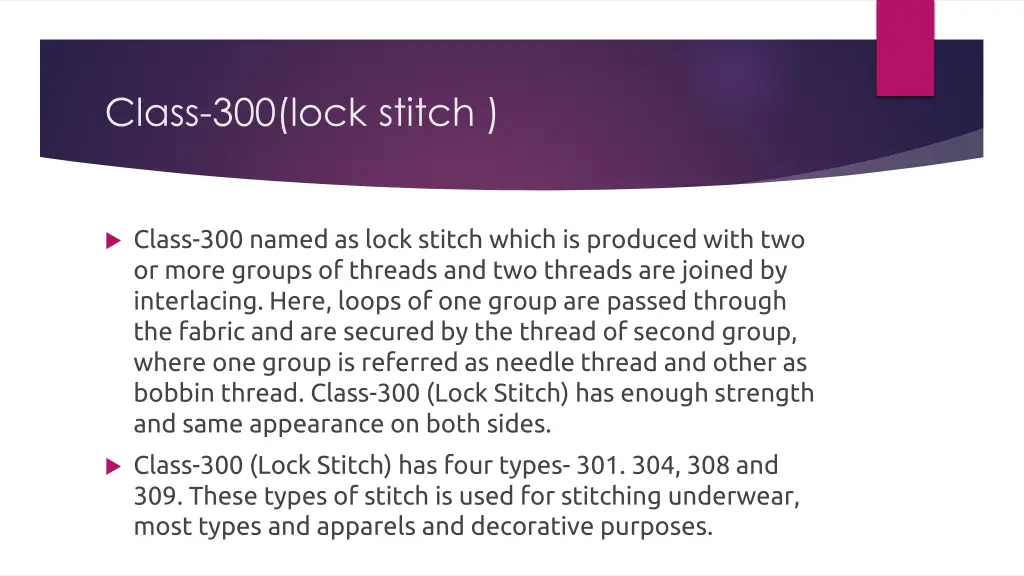 class 300 lock stitch