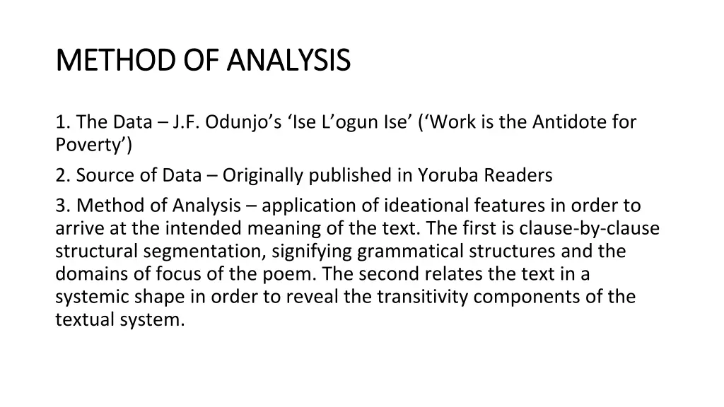 method of analysis method of analysis