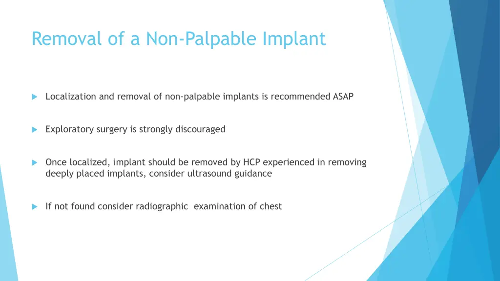 removal of a non palpable implant