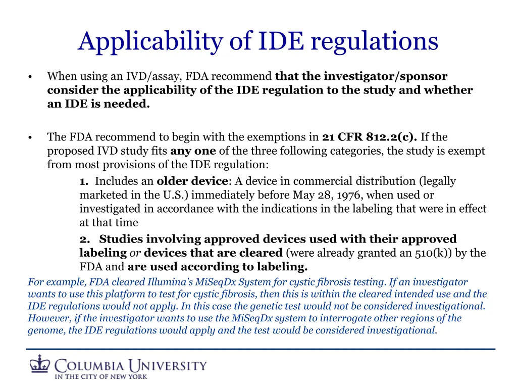 applicability of ide regulations