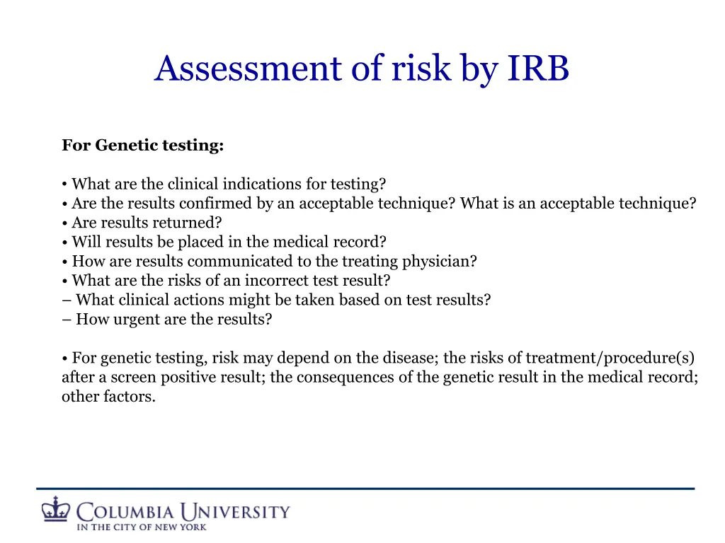 assessment of risk by irb 1