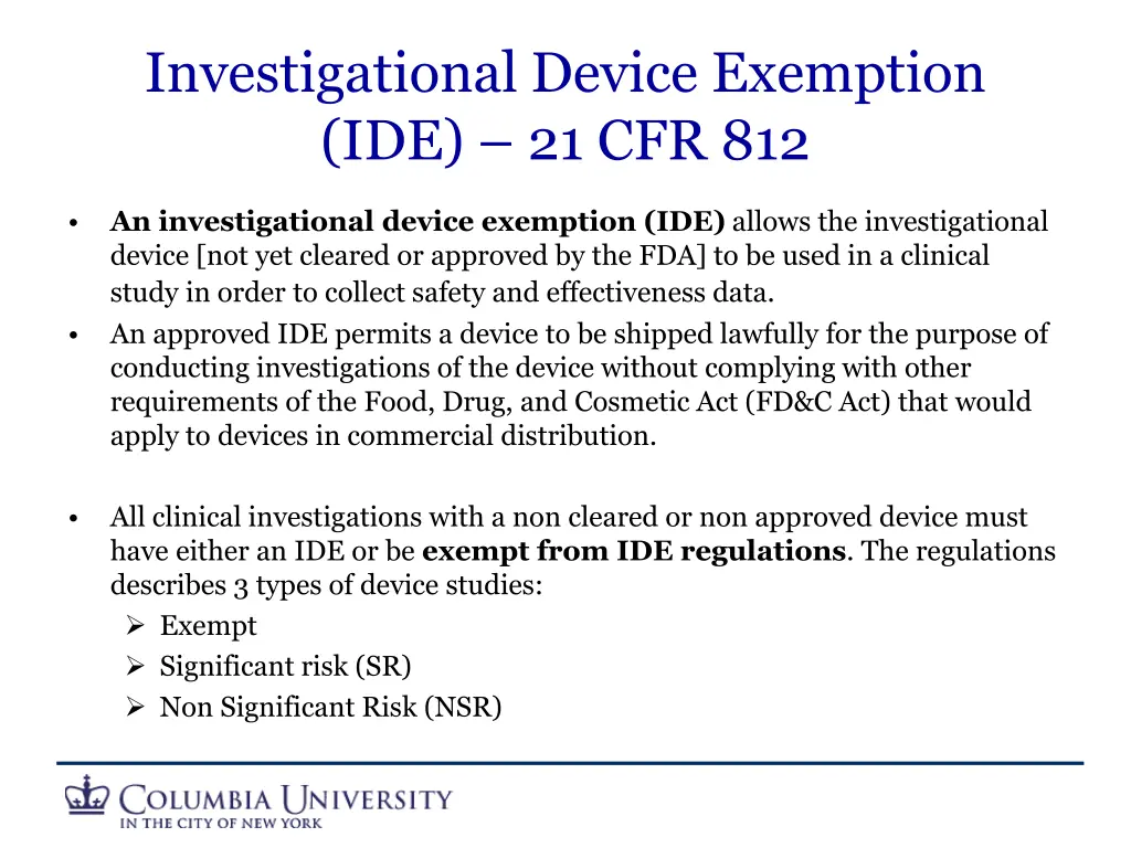 investigational device exemption ide 21 cfr 812