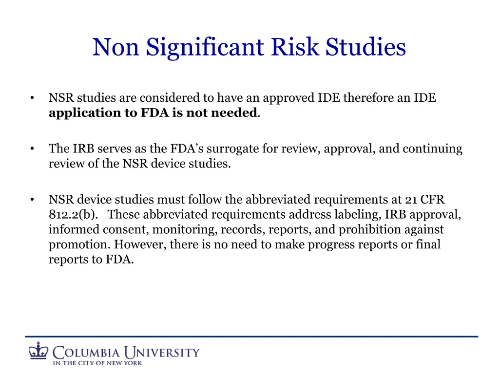 non significant risk studies