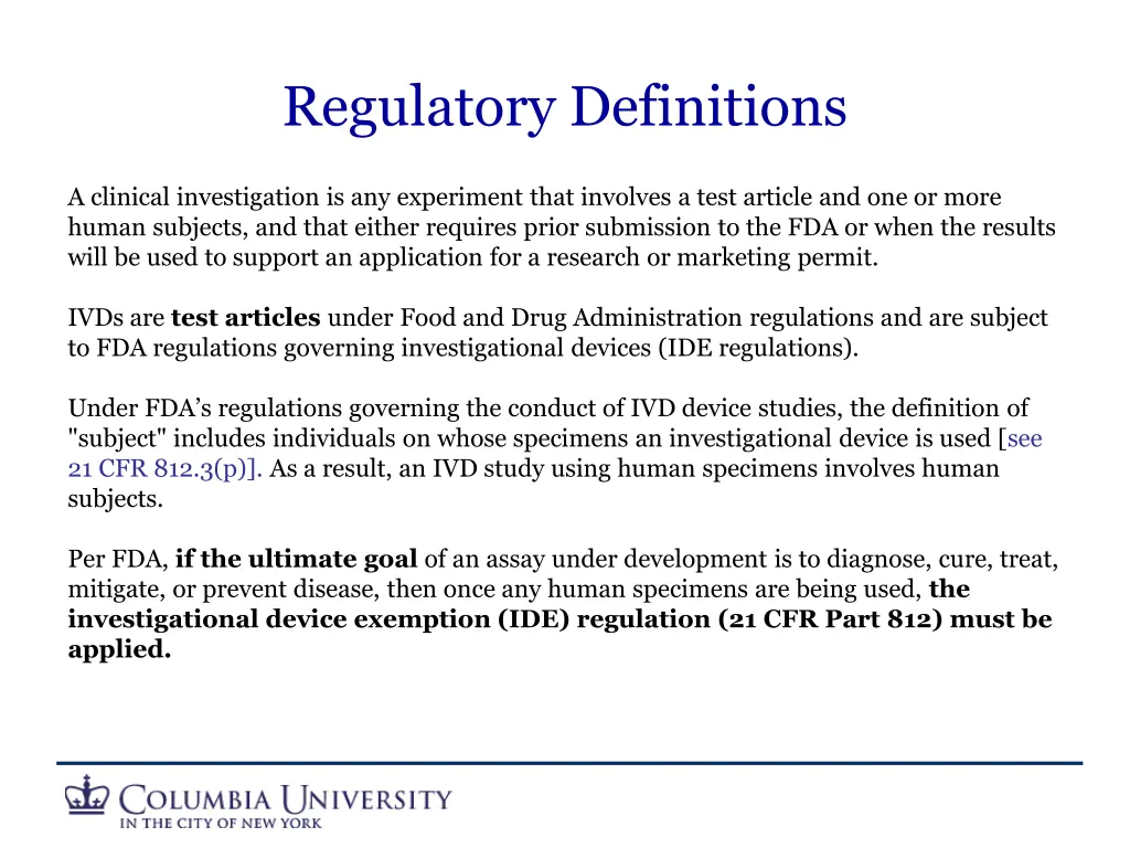 regulatory definitions