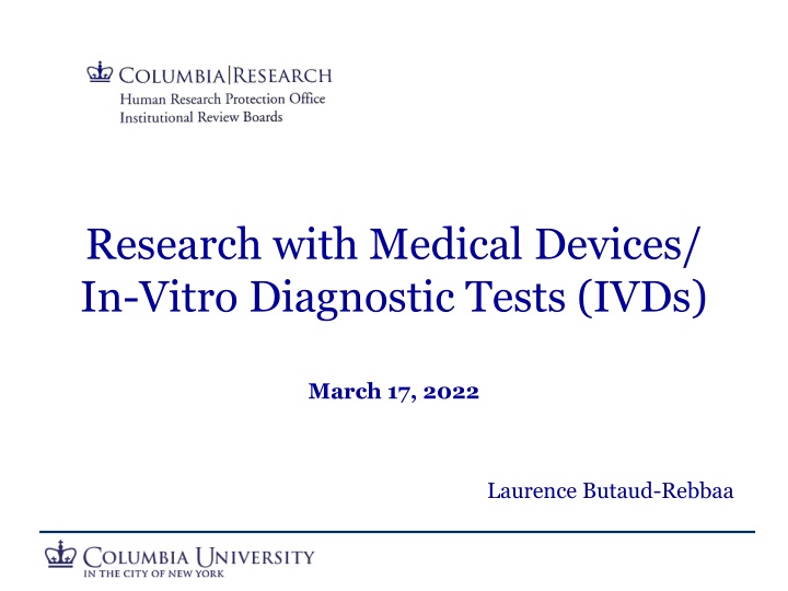 research with medical devices in vitro diagnostic