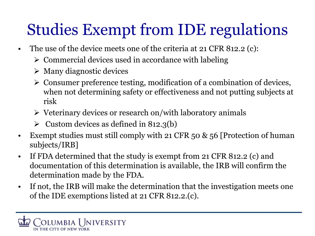 studies exempt from ide regulations