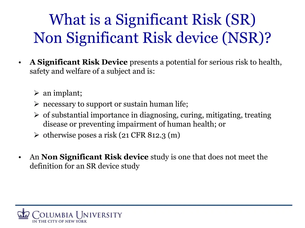 what is a significant risk sr non significant