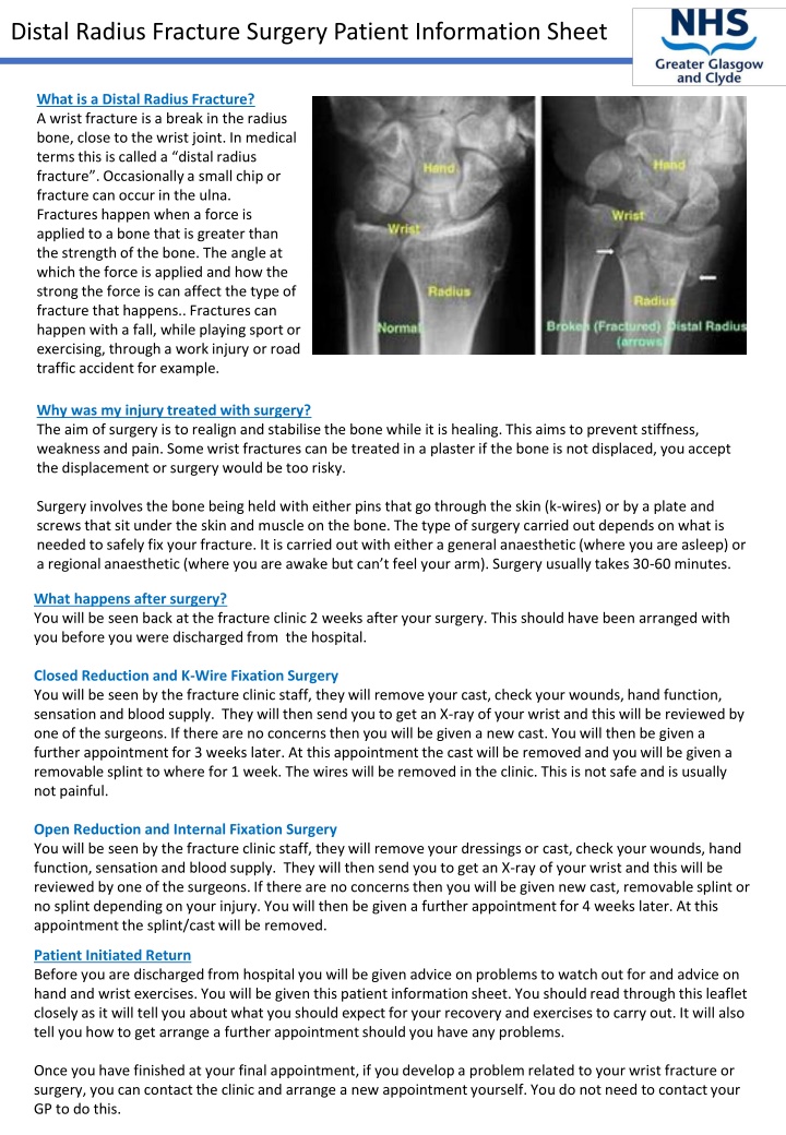 distal radius fracture surgery patient