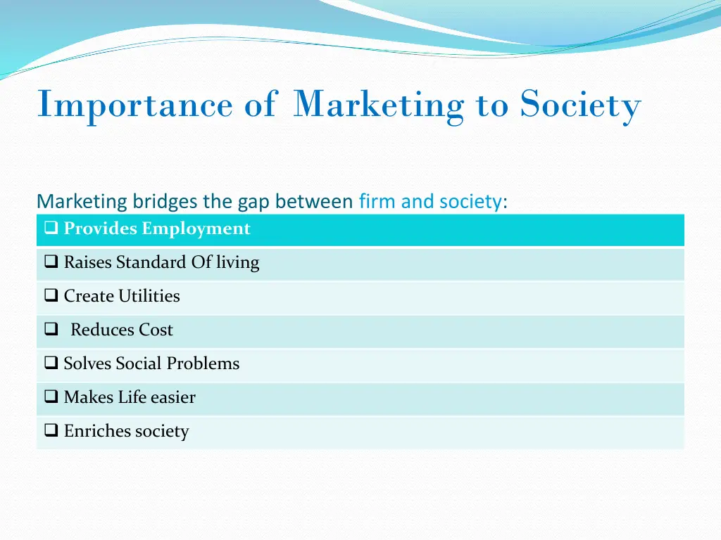 importance of marketing to society