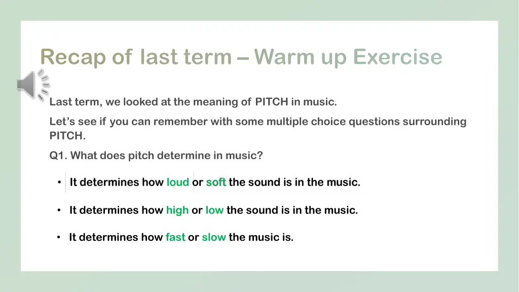 recap of last term warm up exercise