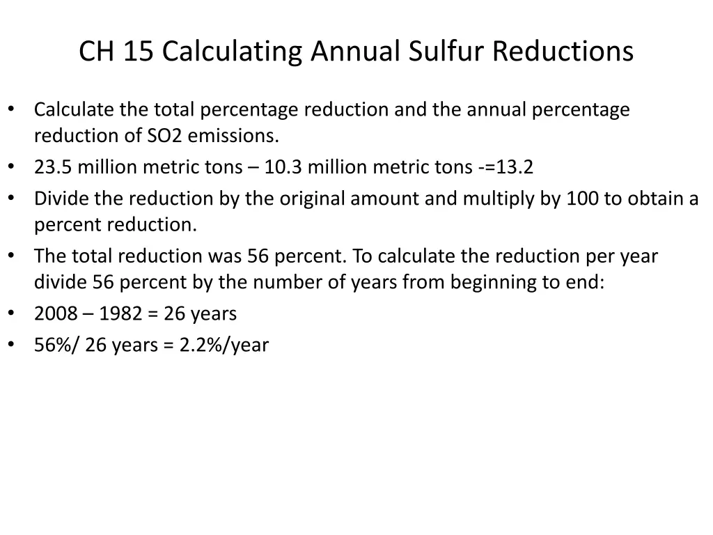 ch 15 calculating annual sulfur reductions