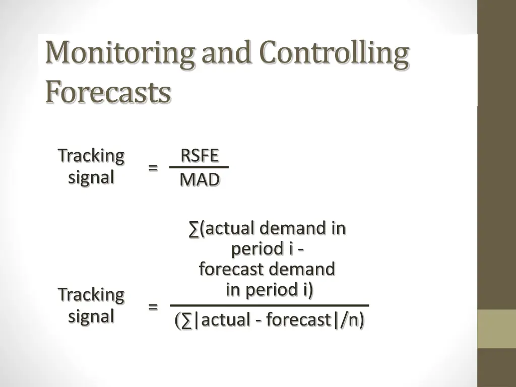 monitoring and controlling forecasts 1