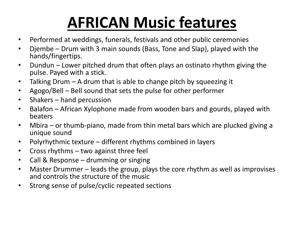 african music features