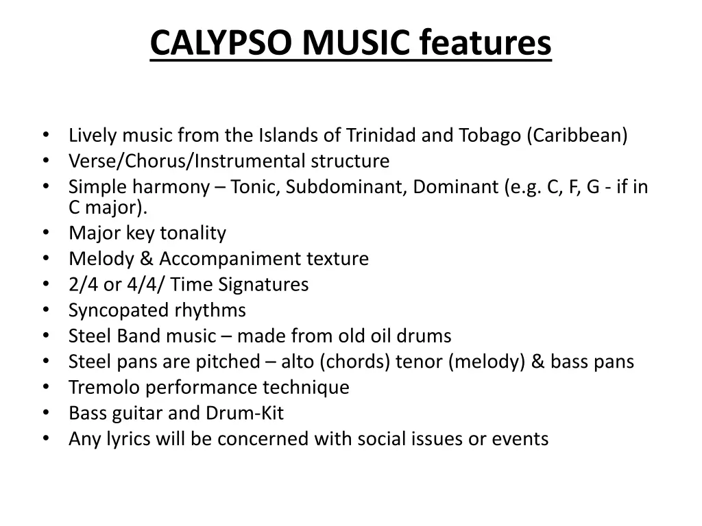 calypso music features