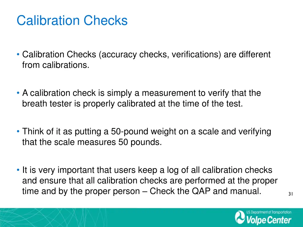 calibration checks