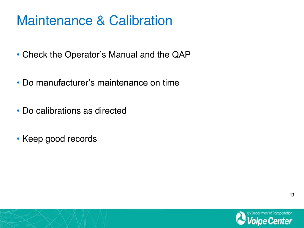 maintenance calibration