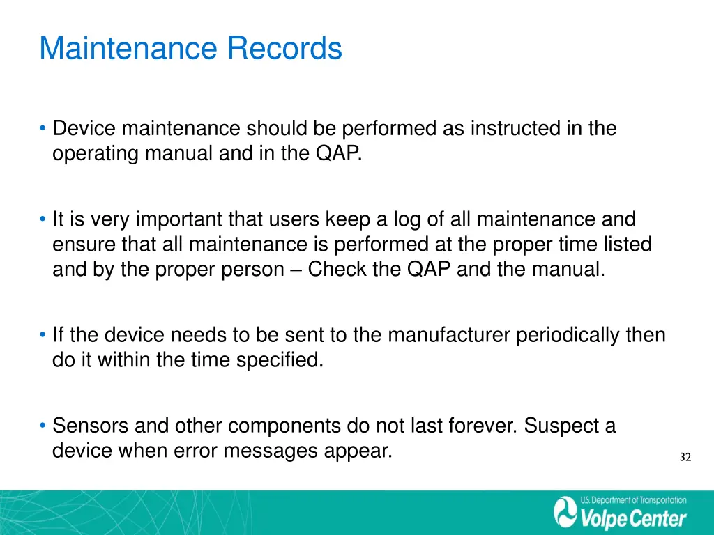 maintenance records