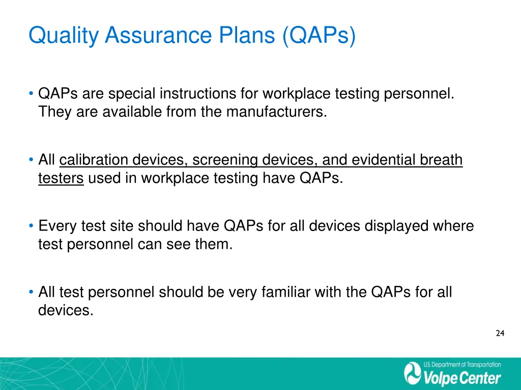 quality assurance plans qaps