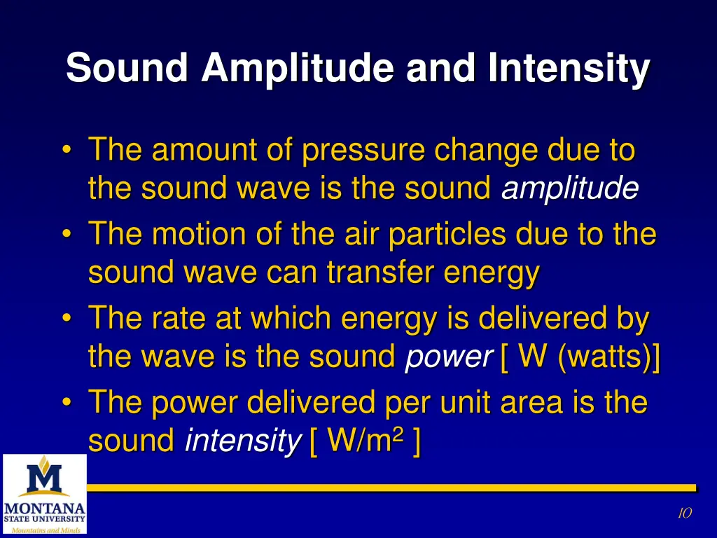 sound amplitude and intensity