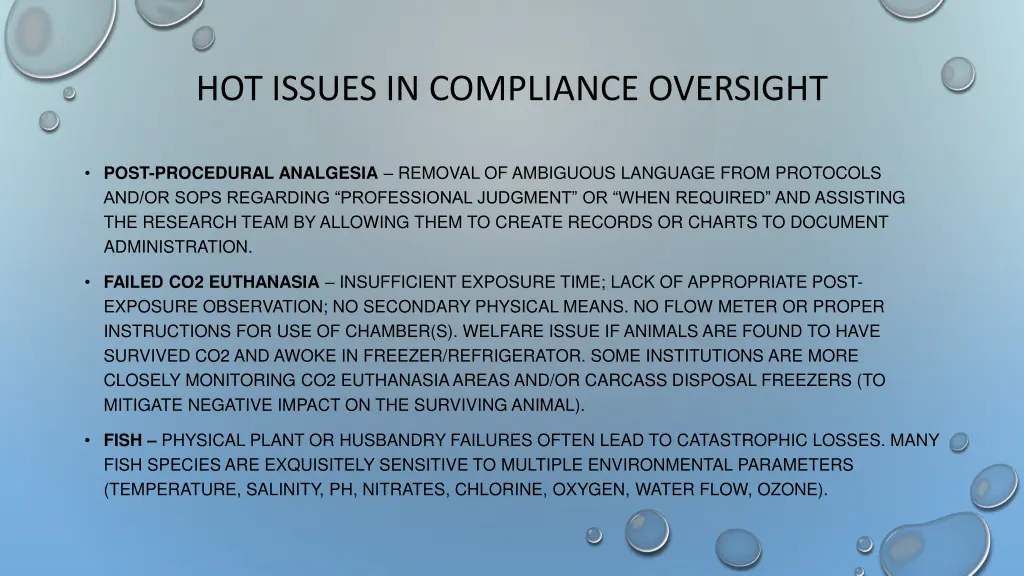 hot issues in compliance oversight