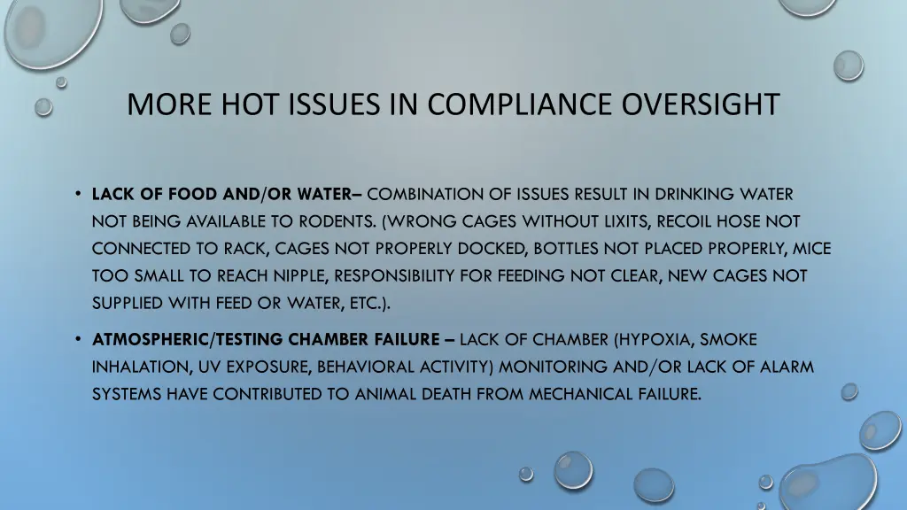 more hot issues in compliance oversight