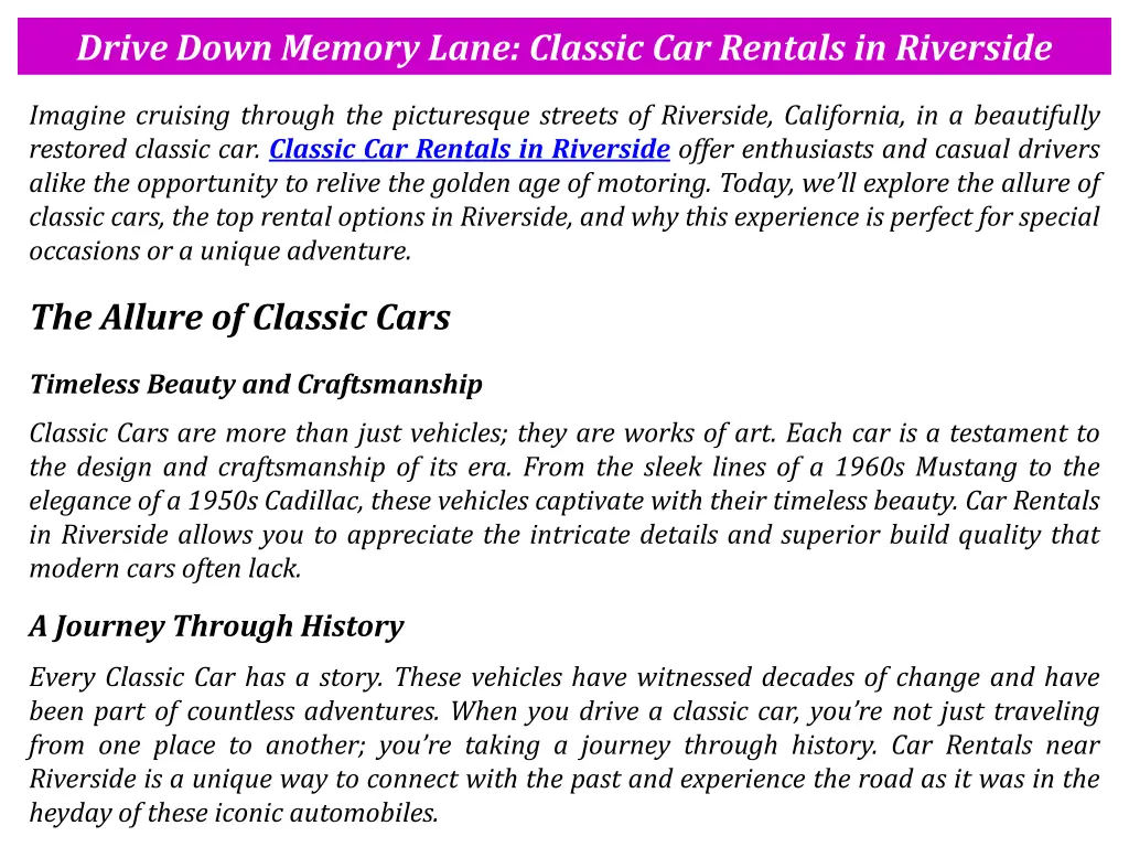 drive down memory lane classic car rentals