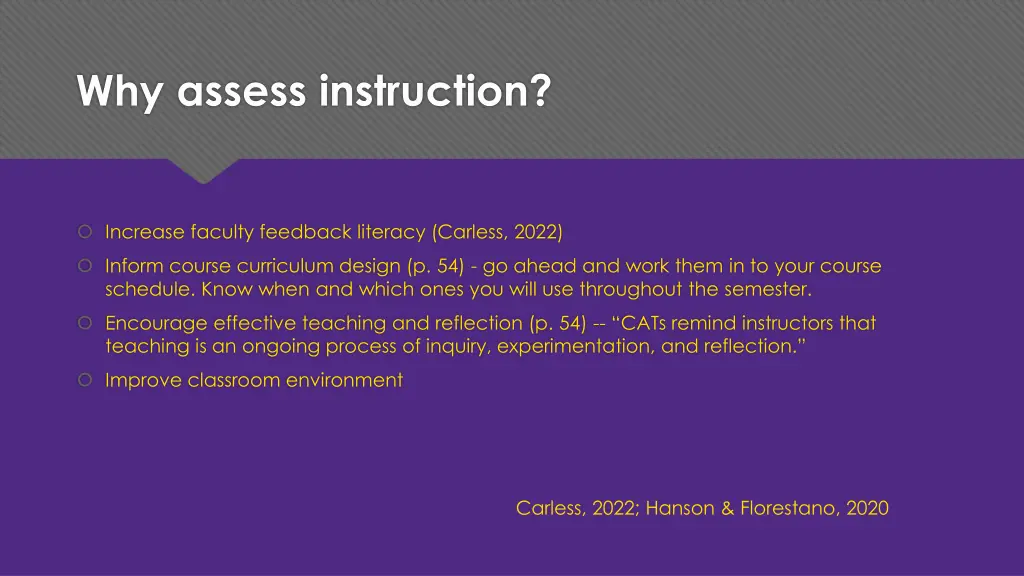 why assess instruction