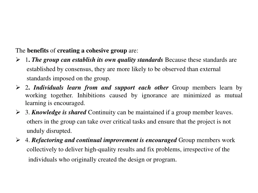 the benefits of creating a cohesive group