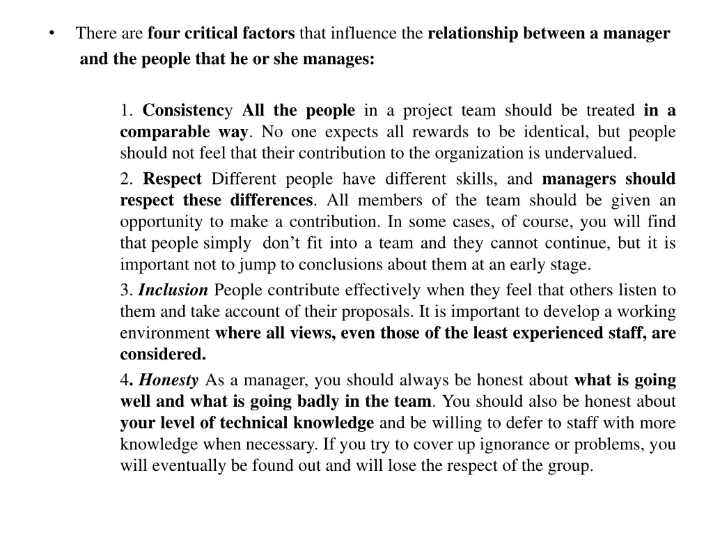 there are four critical factors that influence