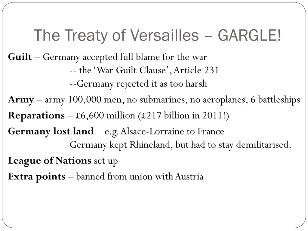 the treaty of versailles gargle