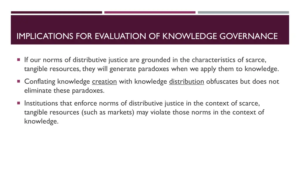 implications for evaluation of knowledge