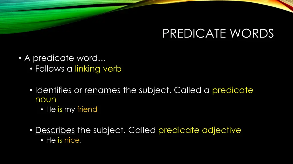 predicate words