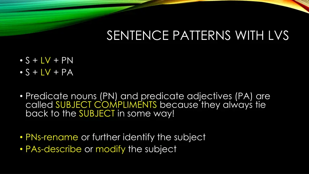 sentence patterns with lvs