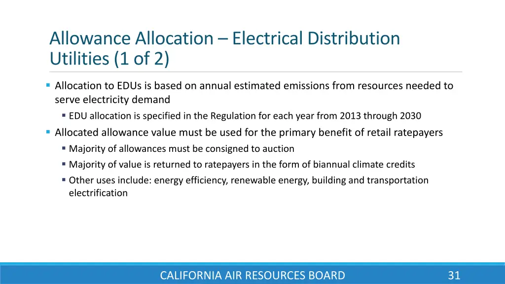 allowance allocation electrical distribution